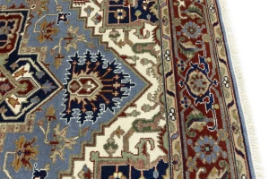 Light Blue Floral 9X12 Heriz Serapi Oriental Rug