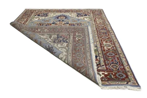 Light Blue Floral 9X12 Heriz Serapi Oriental Rug