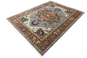 Light Blue Floral 9X12 Heriz Serapi Oriental Rug