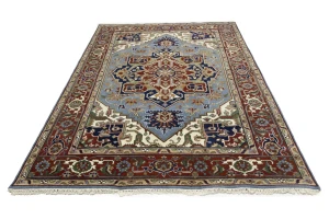 Light Blue Floral 9X12 Heriz Serapi Oriental Rug