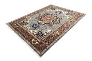 Light Blue Floral 9X12 Heriz Serapi Oriental Rug