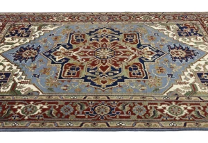 Light Blue Floral 9X12 Heriz Serapi Oriental Rug