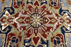 Light Blue Floral 9X12 Heriz Serapi Oriental Rug