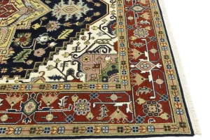 Dark Navy Floral 9X12 Heriz Serapi Oriental Rug