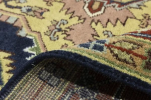 Dark Navy Floral 9X12 Heriz Serapi Oriental Rug