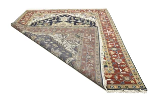 Dark Navy Floral 9X12 Heriz Serapi Oriental Rug