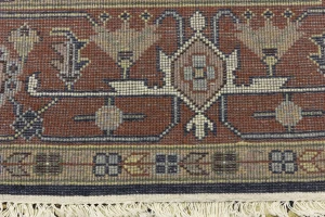 Dark Navy Floral 9X12 Heriz Serapi Oriental Rug