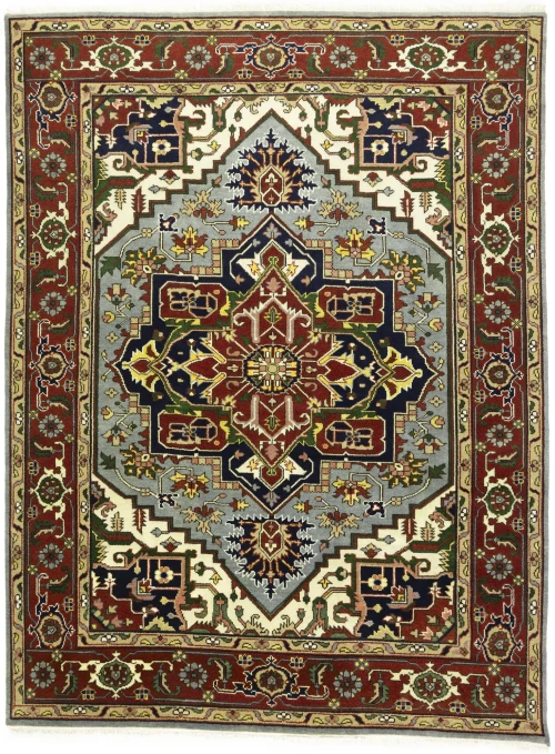 Light Gray Floral 9X12 Heriz Serapi Oriental Rug