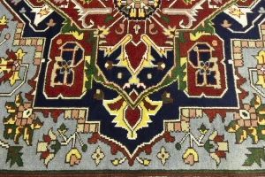 Light Gray Floral 9X12 Heriz Serapi Oriental Rug