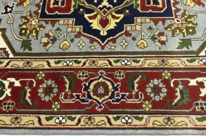 Light Gray Floral 9X12 Heriz Serapi Oriental Rug