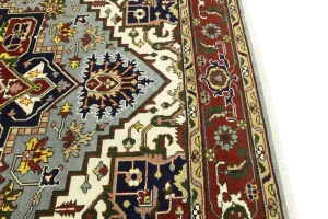 Light Gray Floral 9X12 Heriz Serapi Oriental Rug
