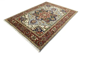 Light Gray Floral 9X12 Heriz Serapi Oriental Rug