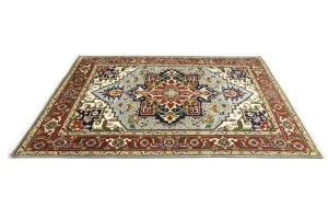 Light Gray Floral 9X12 Heriz Serapi Oriental Rug