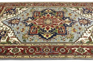 Light Gray Floral 9X12 Heriz Serapi Oriental Rug