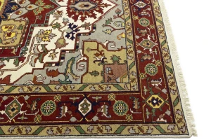 Cream Floral 9X12 Heriz Serapi Oriental Rug