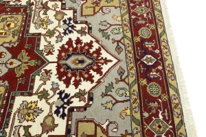 Cream Floral 9X12 Heriz Serapi Oriental Rug