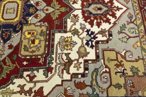Cream Floral 9X12 Heriz Serapi Oriental Rug