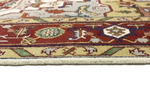 Cream Floral 9X12 Heriz Serapi Oriental Rug