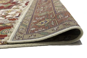 Cream Floral 9X12 Heriz Serapi Oriental Rug