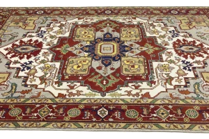 Cream Floral 9X12 Heriz Serapi Oriental Rug