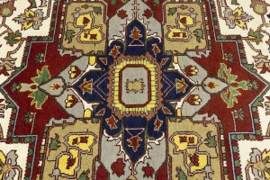 Cream Floral 9X12 Heriz Serapi Oriental Rug