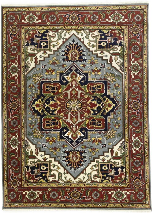 Gray Floral 9X12 Heriz Serapi Oriental Rug