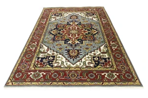 Gray Floral 9X12 Heriz Serapi Oriental Rug