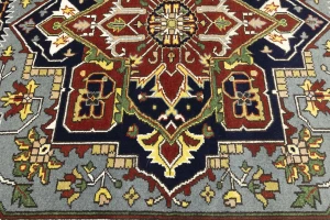 Gray Floral 9X12 Heriz Serapi Oriental Rug