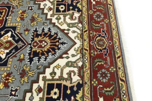 Gray Floral 9X12 Heriz Serapi Oriental Rug
