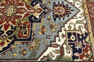 Gray Floral 9X12 Heriz Serapi Oriental Rug
