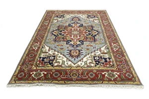 Gray Floral 9X12 Heriz Serapi Oriental Rug