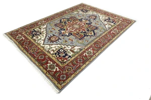 Gray Floral 9X12 Heriz Serapi Oriental Rug