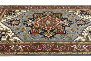Gray Floral 9X12 Heriz Serapi Oriental Rug