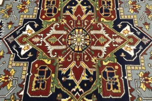 Gray Floral 9X12 Heriz Serapi Oriental Rug