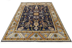 Dark Purple-navy Floral 9X12 Indo-Mahal Oriental Rug