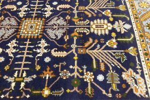 Dark Purple-navy Floral 9X12 Indo-Mahal Oriental Rug