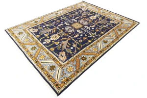 Dark Purple-navy Floral 9X12 Indo-Mahal Oriental Rug