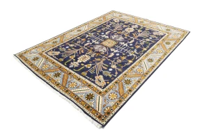Dark Purple-navy Floral 9X12 Indo-Mahal Oriental Rug