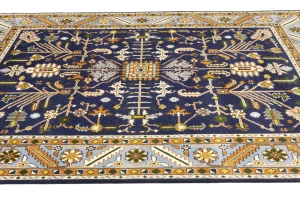 Dark Purple-navy Floral 9X12 Indo-Mahal Oriental Rug