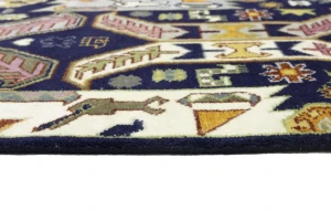 Dark Navy Tribal Geometric 8X10 Oriental Rug
