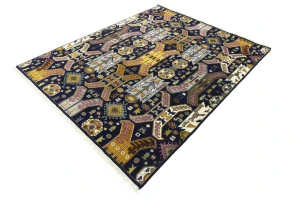 Dark Navy Tribal Geometric 8X10 Oriental Rug