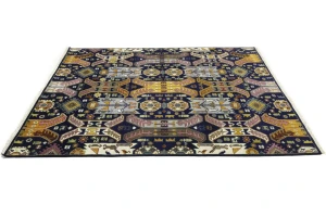 Dark Navy Tribal Geometric 8X10 Oriental Rug