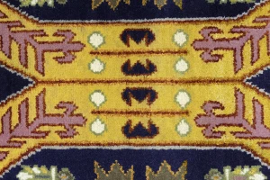 Dark Navy Tribal Geometric 8X10 Oriental Rug