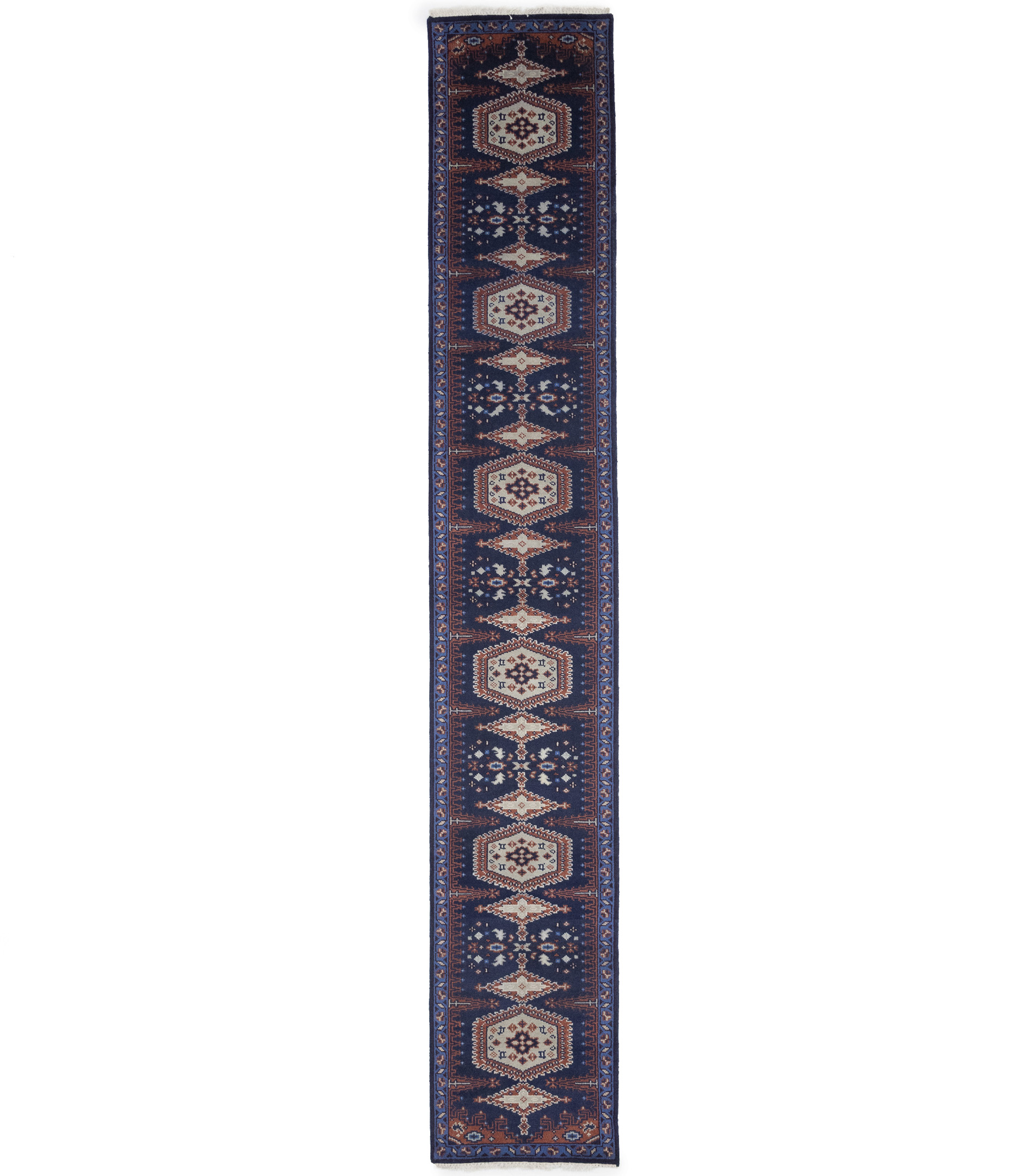 Purple-navy Tribal 3X16 Indo-Viss Oriental Runner Rug