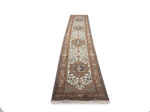 Cream Floral 3X16 Heriz Serapi Oriental Runner Rug