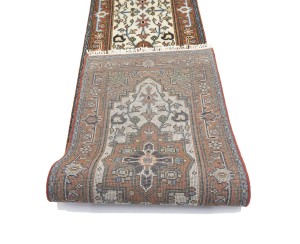 Cream Floral 3X16 Heriz Serapi Oriental Runner Rug