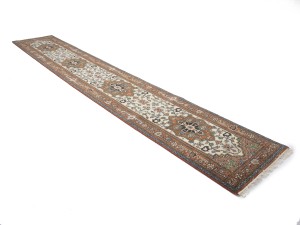 Cream Floral 3X16 Heriz Serapi Oriental Runner Rug