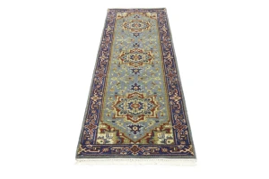 Gray Floral 3X8 Heriz Serapi Oriental Runner Rug
