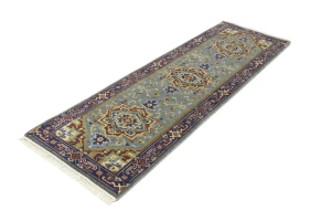 Gray Floral 3X8 Heriz Serapi Oriental Runner Rug