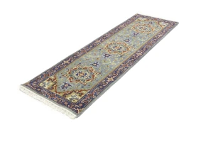 Gray Floral 3X8 Heriz Serapi Oriental Runner Rug